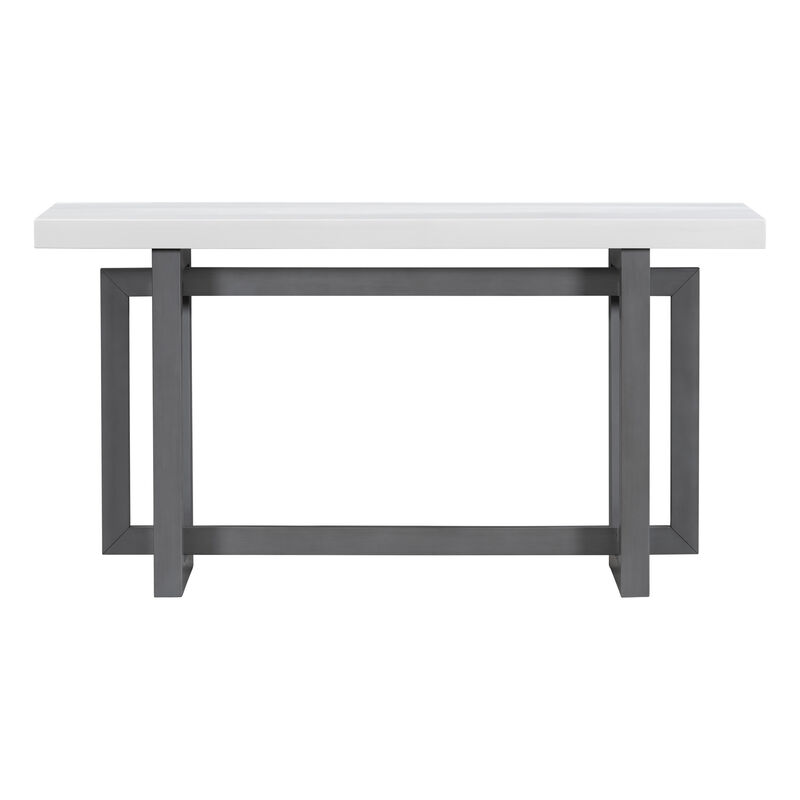 Whisen Contemporary Console Table Entryway Table with Wood Top - White