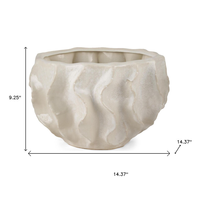 HomeRoots 9" Cream Sculptural Ceramic Table Vase image number 3