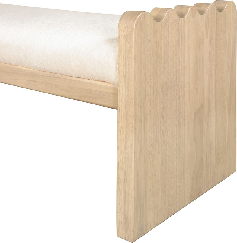 Meridian Furniture Sonia Cream Velour Fur Fabric Bench
