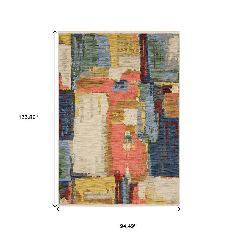 HomeRoots Abstract Area Rug With Fringe image number 4