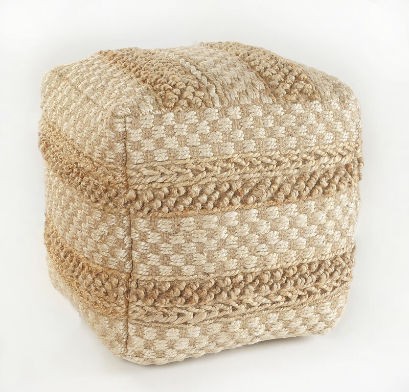 Stylish Jute Pouf Ottoman for Extra Seating and Rustic Home Decoration