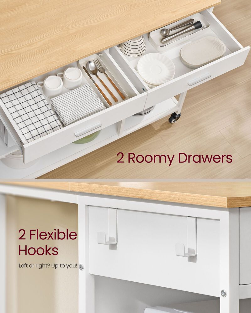 Rolling Kitchen Island with Storage Cabinet and Wheels Cart image number 3