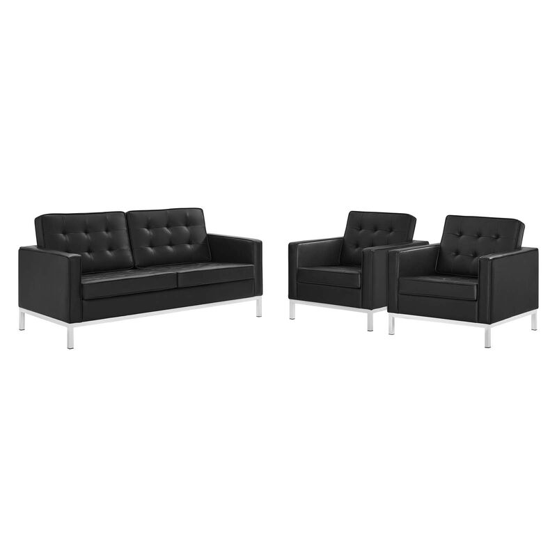 Loft 3-Piece Tufted Upholstered Faux Leather Set image number 0