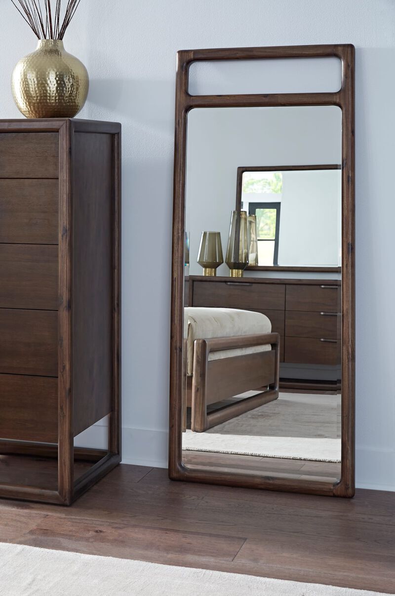 Sol Beveled Glass Floor Mirror in Brown Spce image number 1