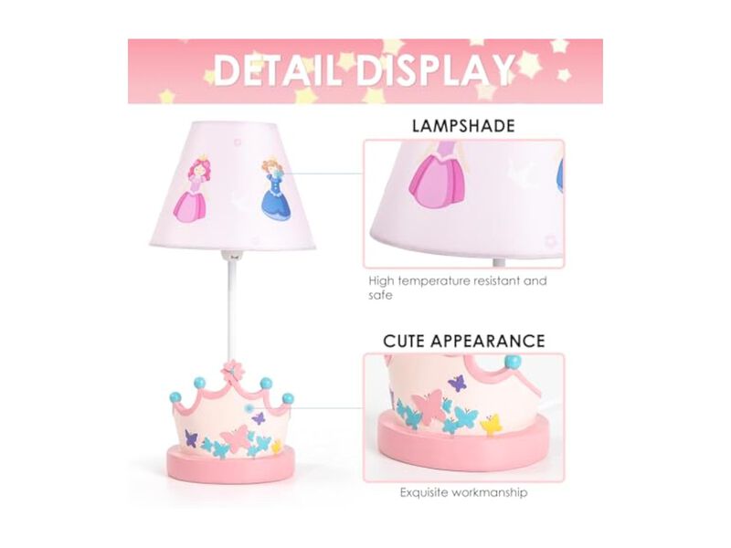 LED Princess Desk Lamp For Bedroom Bedside Desk Pink image number 2