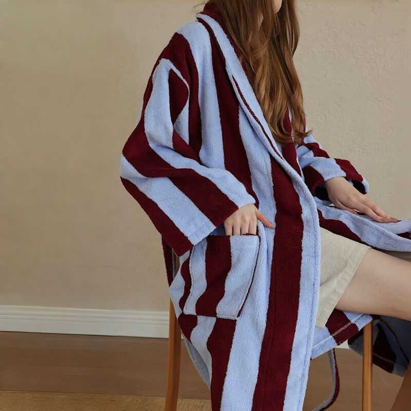 Vintage Cabana Stripe Cotton Bath Robe image number 2