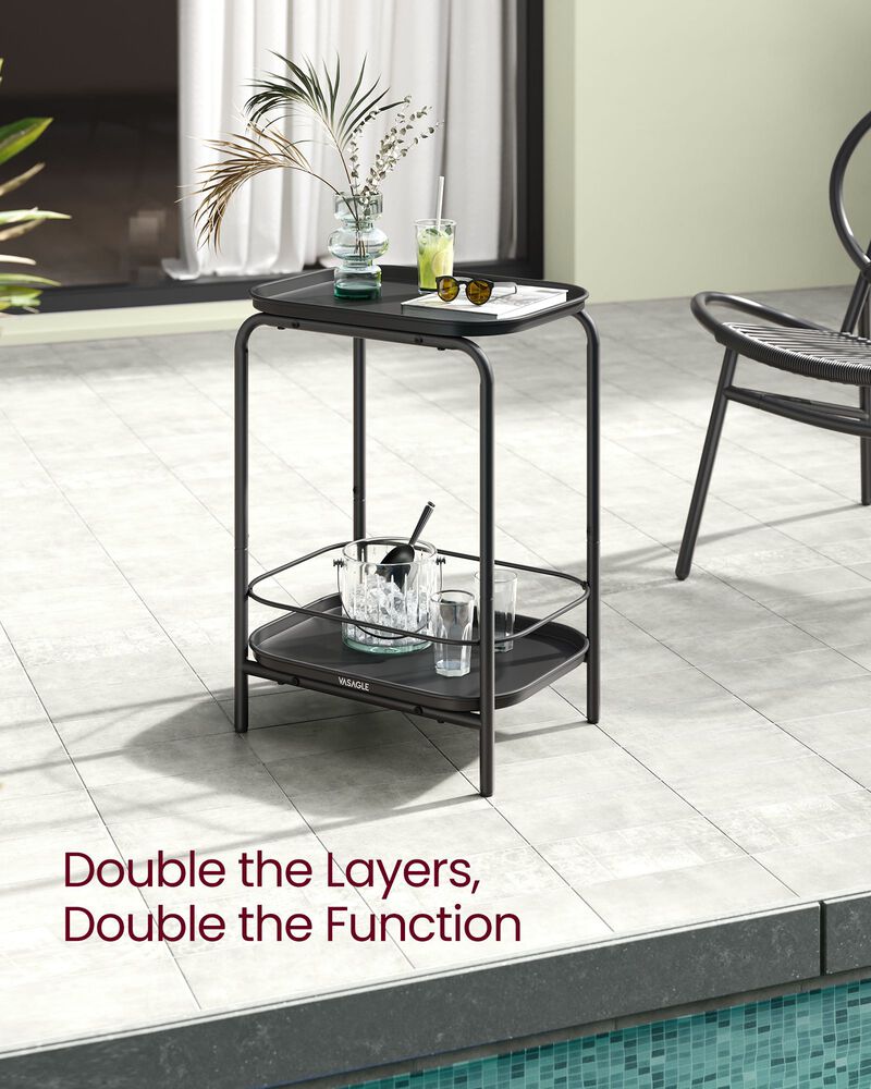 Storage Coffee Table with Metal Frame &ndash; 2-Tier Design with Functional Tray Top for Compact Spaces