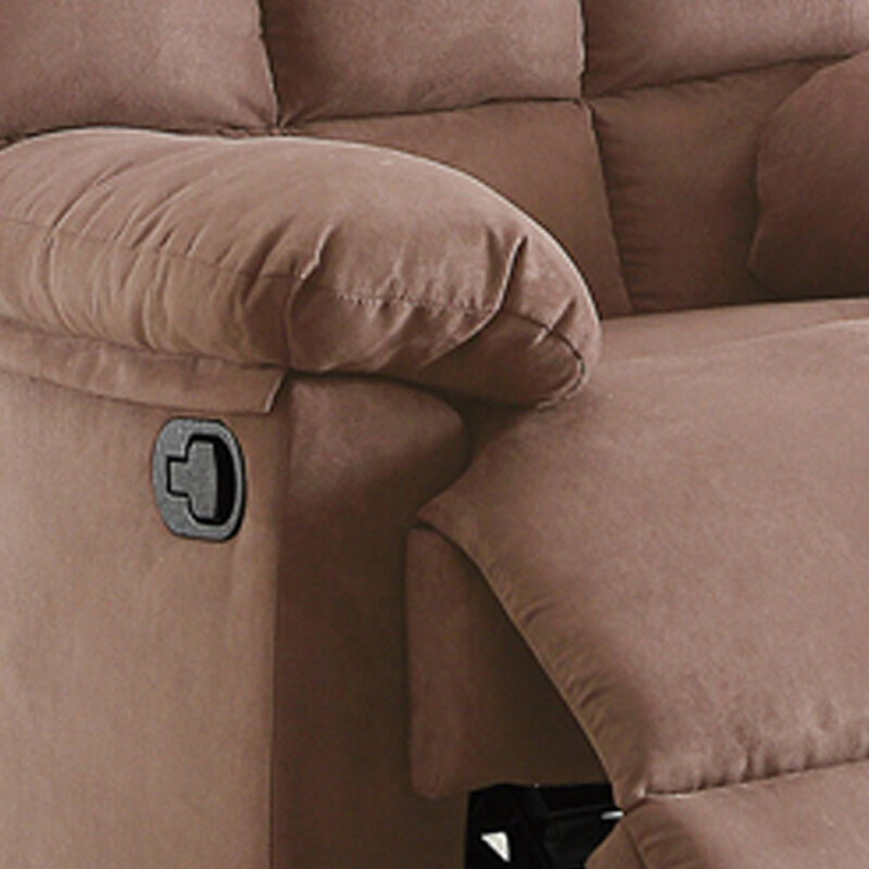 Plush Cushioned Recliner With Tufted Back And Roll Arms In Saddle Brown-Benzara