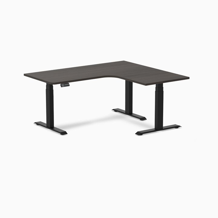 Desky L-Shape Curved Laminate Sit Stand Desk