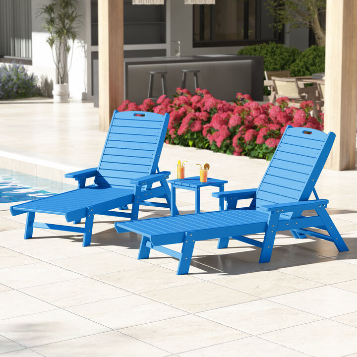 WestinTrends Poly Reclining Chaise Lounge Set With Table