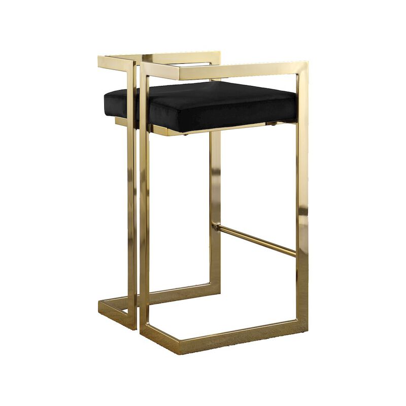 Meridian Furniture Ezra Black Velvet Stool, Set of 2