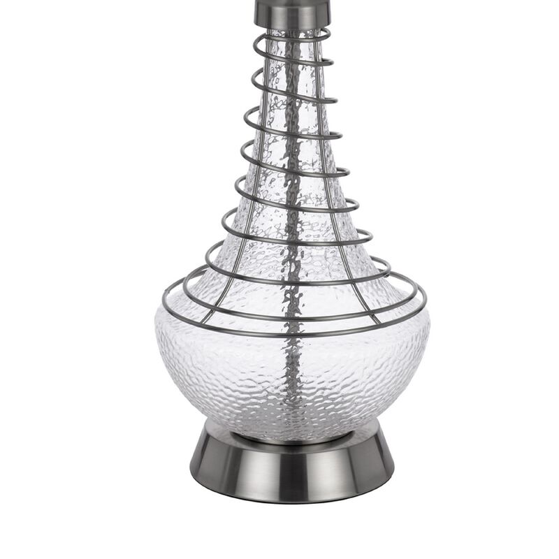 Table Lamp, Tapered Corkscrew Glass Body with Wire Accent, Brushed Steel image number 6