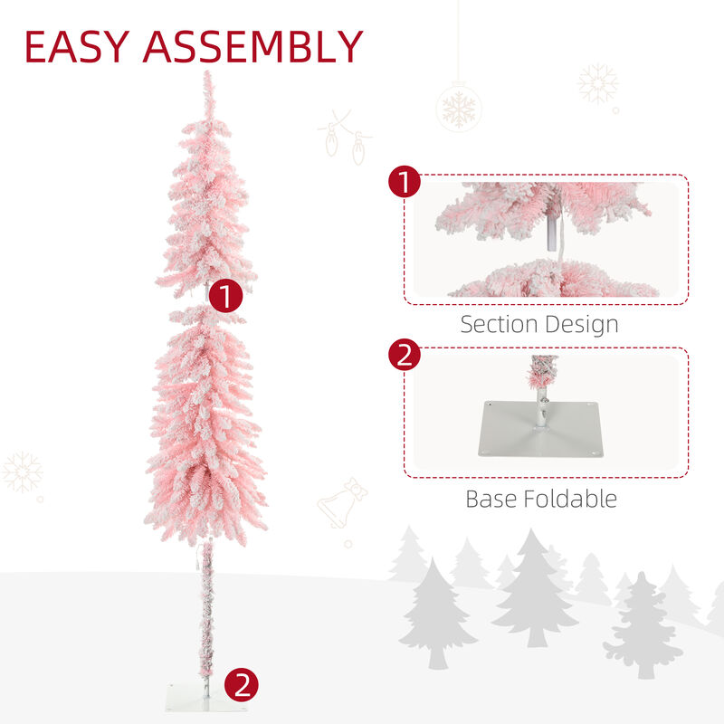 BreeBe 7FT Pre-Lit Pencil Christmas Tree with Downswept Branches image number 7