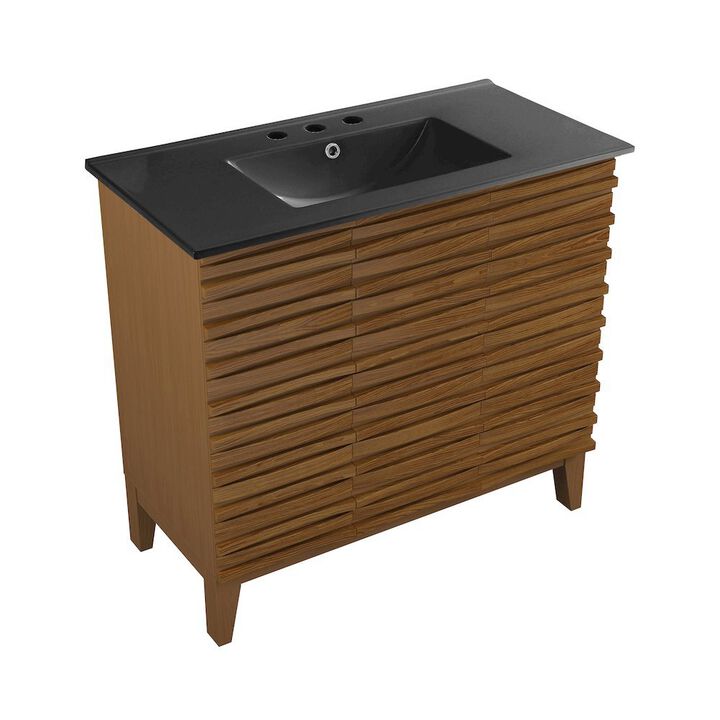 Swiss Madison Cascade 36 in. Bathroom Vanity with 3-Hole Ceramic Sink Top
