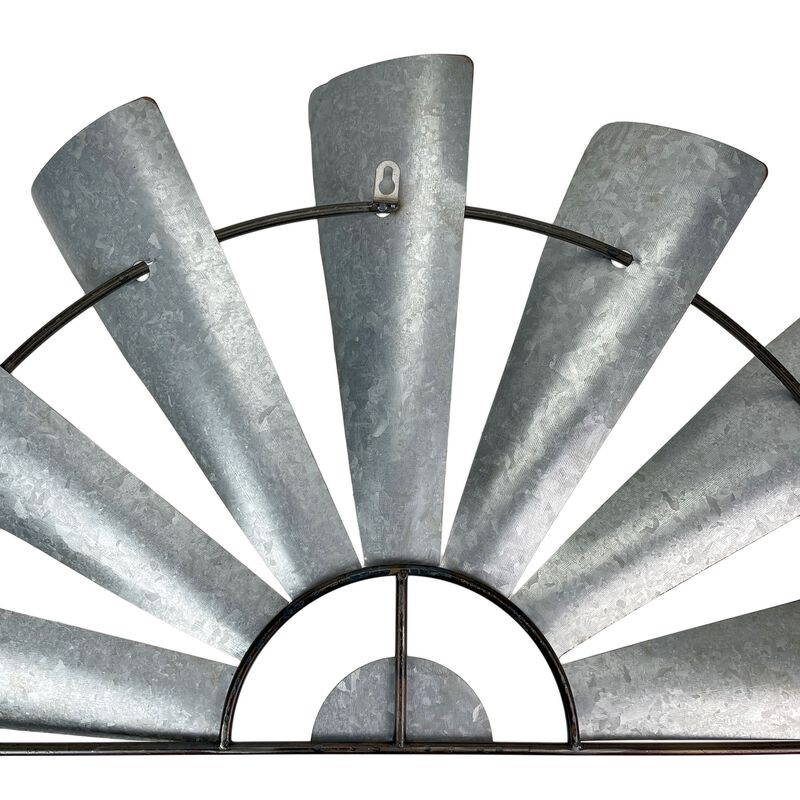 Distressed Rustic Galvanized Metal Half Moon Windmill Wall Art Sculpture image number 4