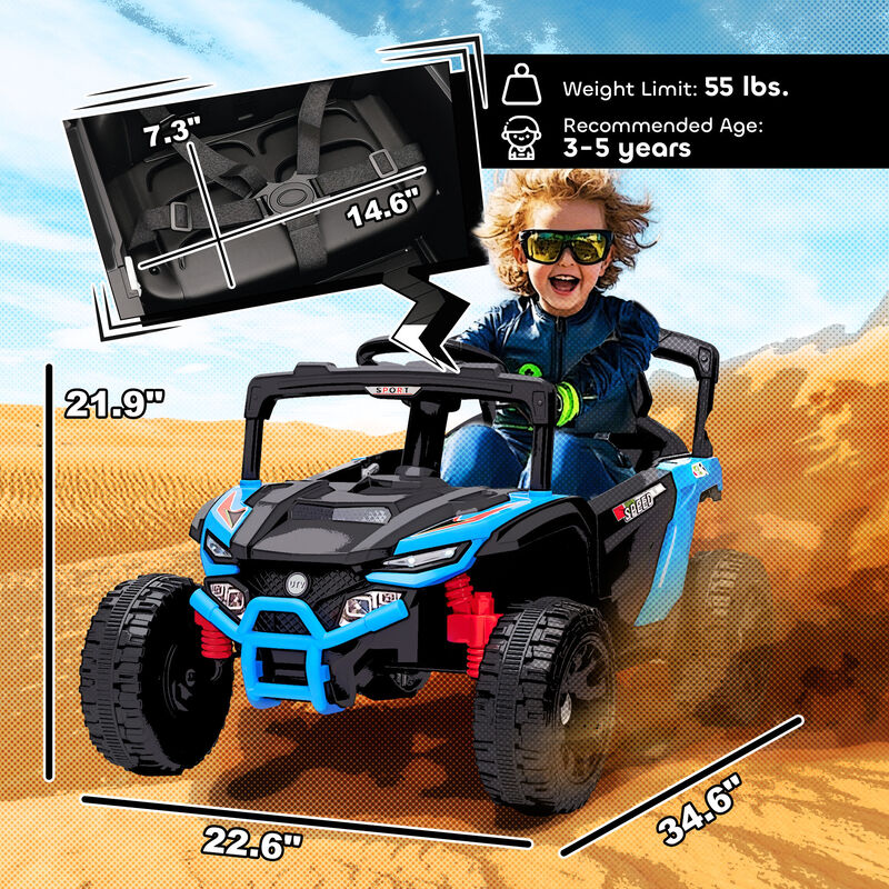 BreeBe 12V Kids Ride On Truck, Battery Powered Electric UTV Vehicle with Rear Suspension, Remote Control image number 2