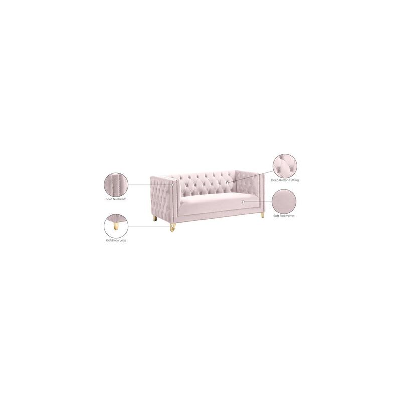 Meridian Furniture Michelle Pink Velvet Loveseat