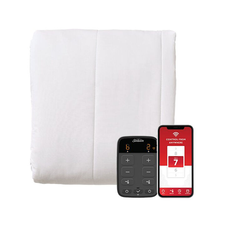 Sunbeam Electric Mattress Pad with Digital Controller and Wi-Fi Connection