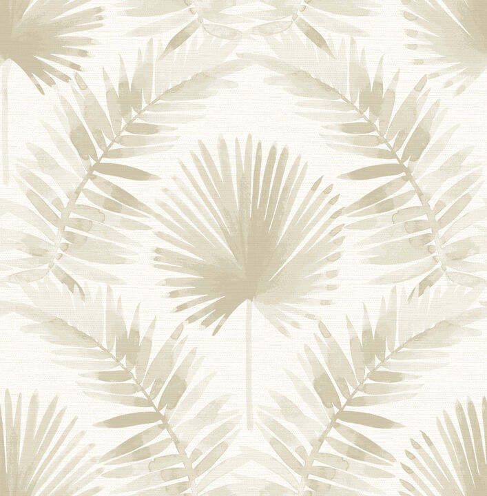 Calla Taupe Painted Palm Wallpaper