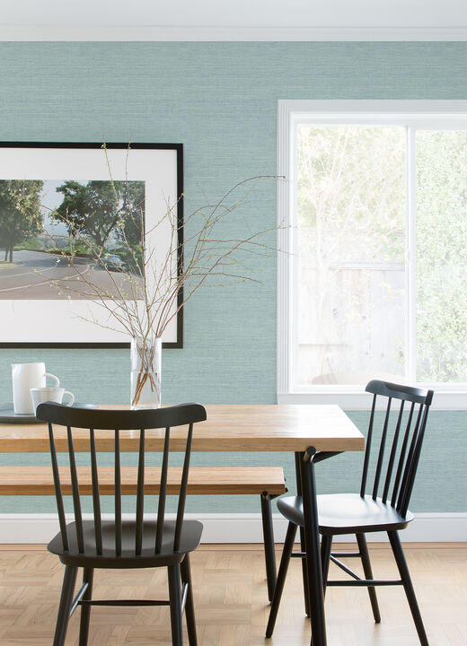 Agave Aqua Faux Grasscloth Wallpaper (Set of 2)