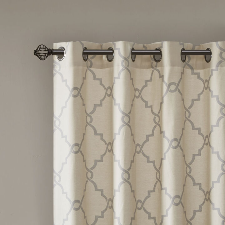 Gracie Mills Ondine Scroll Geometric Fretwork Grommet Window Curtain Panel