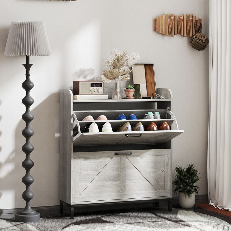 Wooden Shoe Cabinet with Shelves, Stylish Storage Solution for Entryway