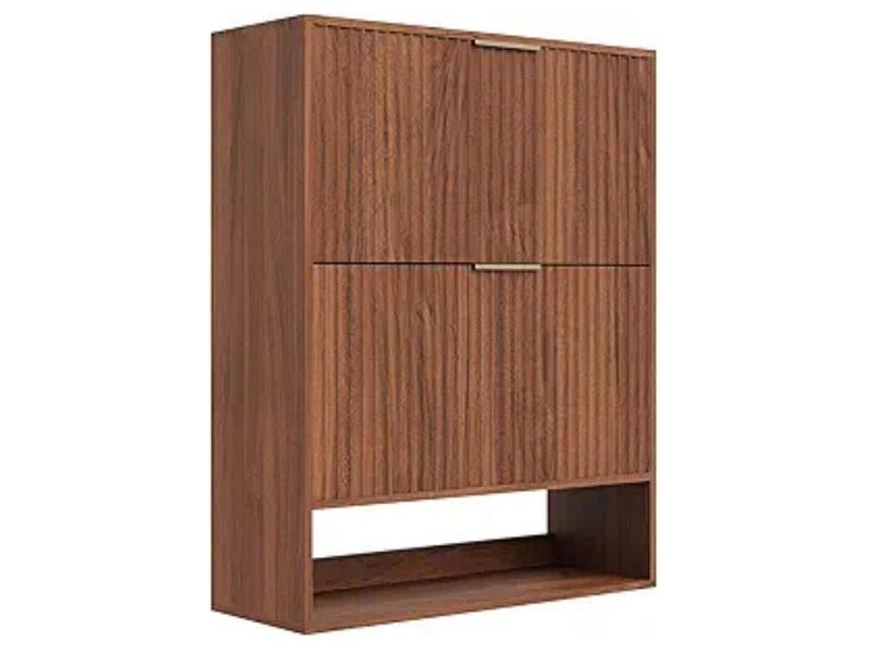 Slim Entryway Wood Shoe Storage Cabinet Flip Drawer 31 5 Foot image number 0