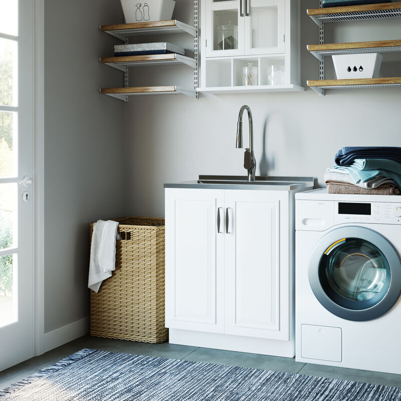 Simpli Home Darwin All-In-One 28 inch Laundry Utility Sink and Cabinet image number 1