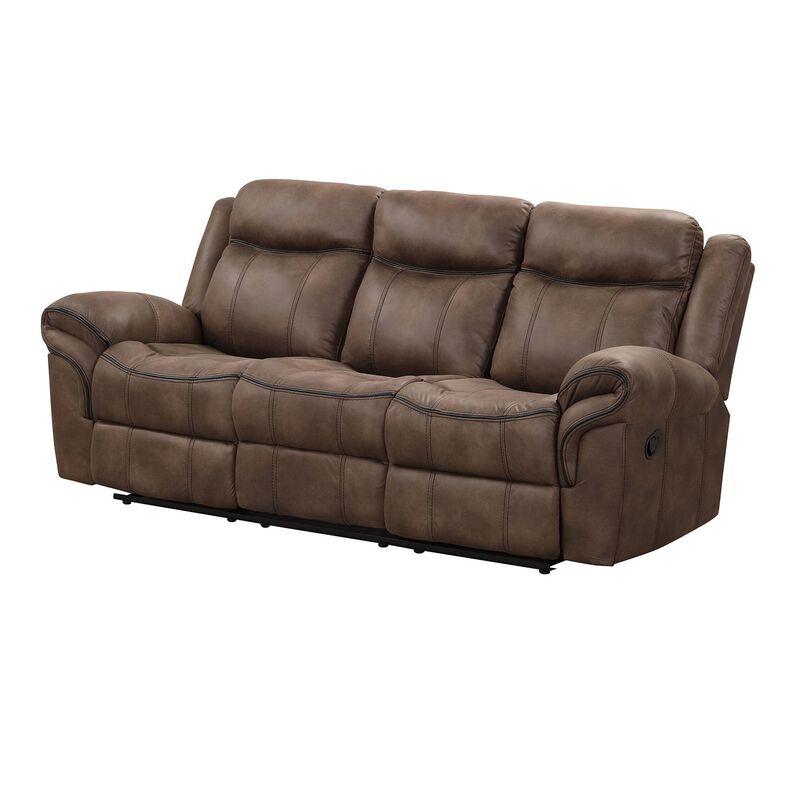 Arisa Sofa, Brown Faux Leather, Drop Down Table with Cupholders, 87 Inch image number 2