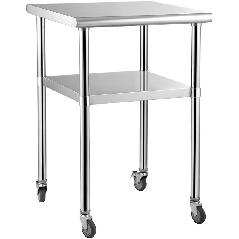VEVOR Stainless Steel Work Table Commercial Food Prep Table 24x24x36in w/ Wheels image number 8