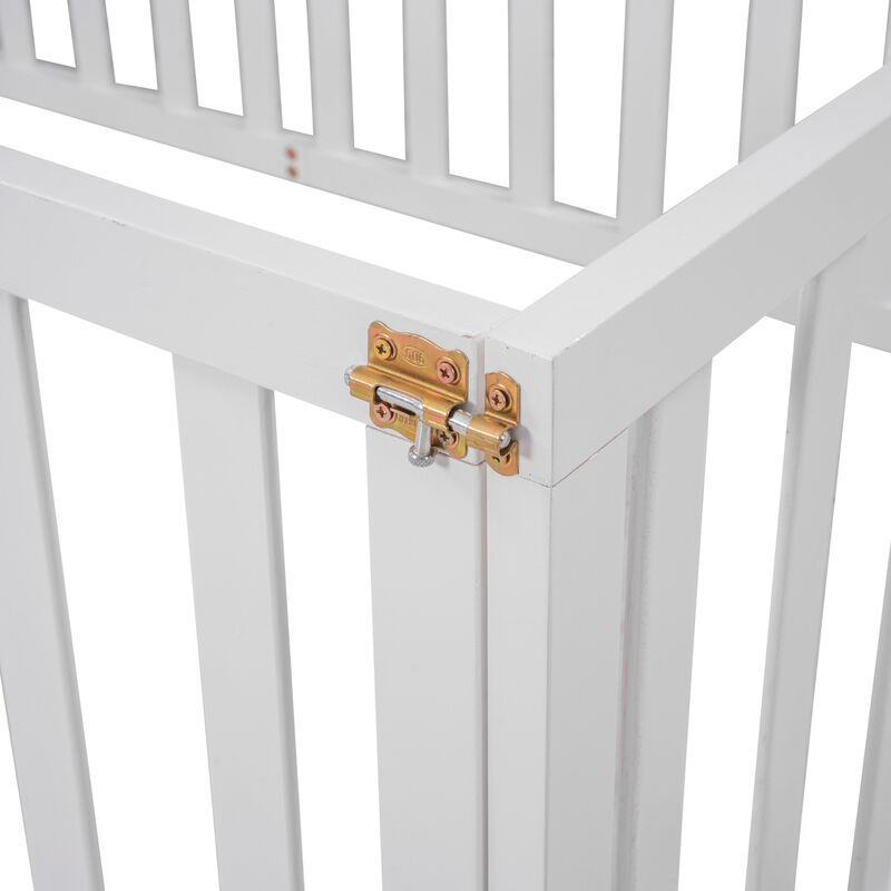 Streamdale Twin Size Wood Floor Bed Frame With Fence And Door image number 7