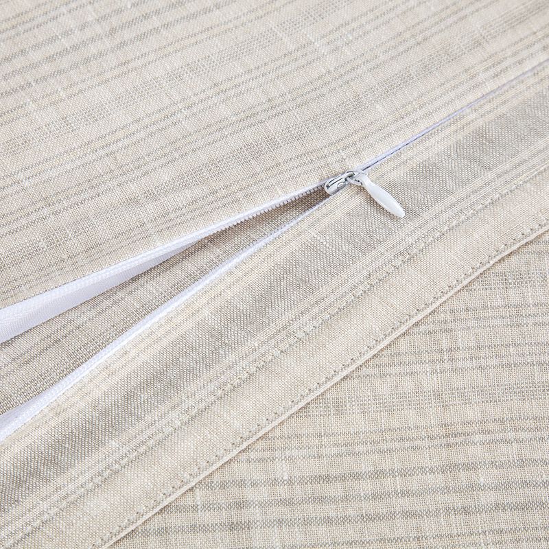French Flax Linen King Variegated Stripe Duvet Cover Set in Natural image number 4