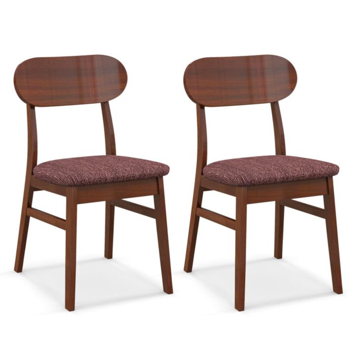 Hivvago Set of 2 Mid-Century Wooden Dining Chairs-Espresso