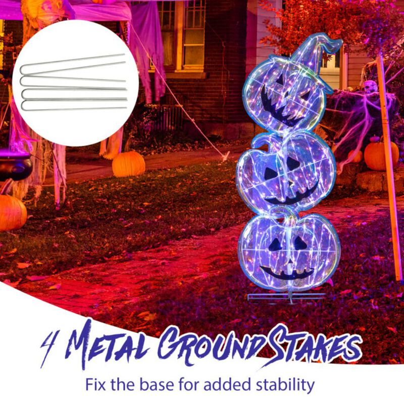 Standing 150 LED Lighted Pumpkin Halloween Decoration with Base image number 6