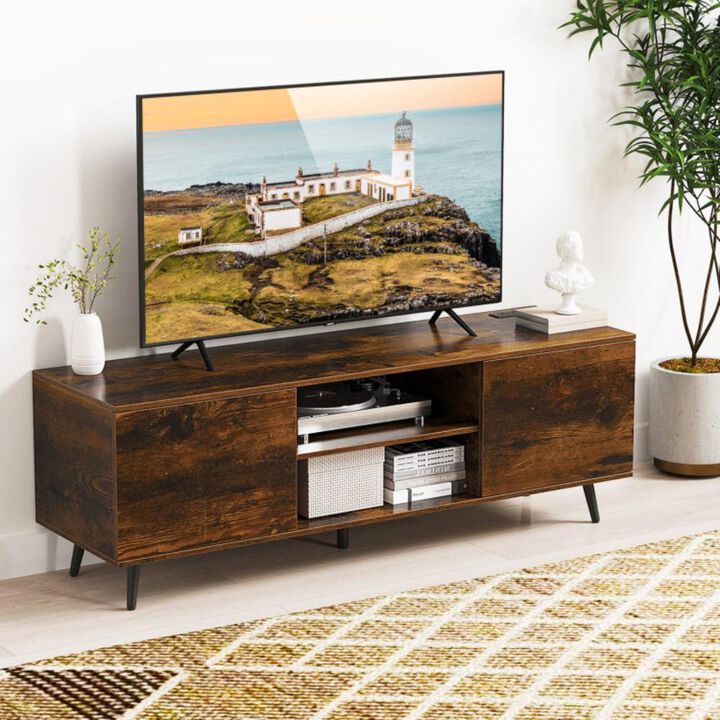 Hivvago TV Stand with Power Outlets and Adjustable Shelf for 60 Inch TVs