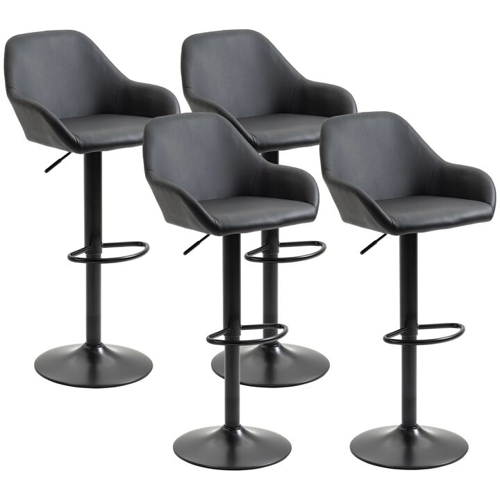 Black Bar Elegance: Swivel PU Leather Stools with Steel Base