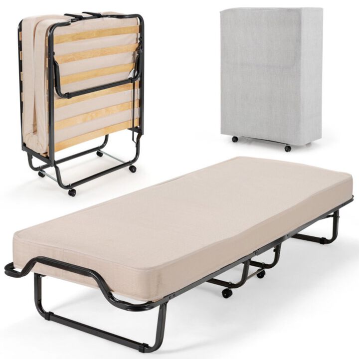 Rollaway Folding Bed with 4 Inch Mattress and Dust-Proof Bag
