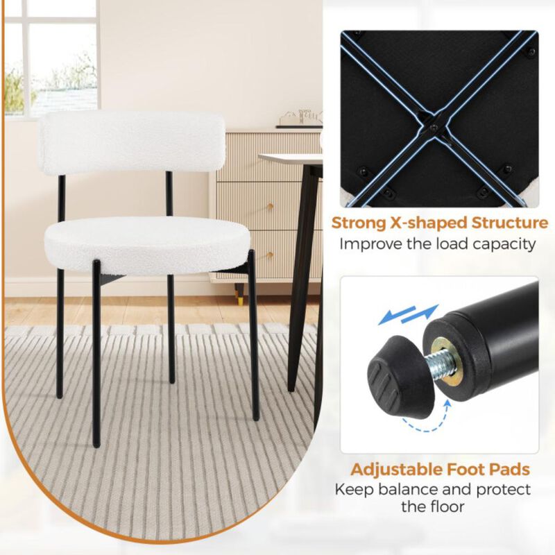 Hivvago Boucle Dining Chair with Curved Backrest and Metal Legs Set of 2