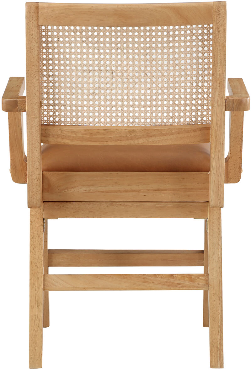 Meridian Furniture Abby Cognac Vegan Leather Dining Arm Chair, Set of 2