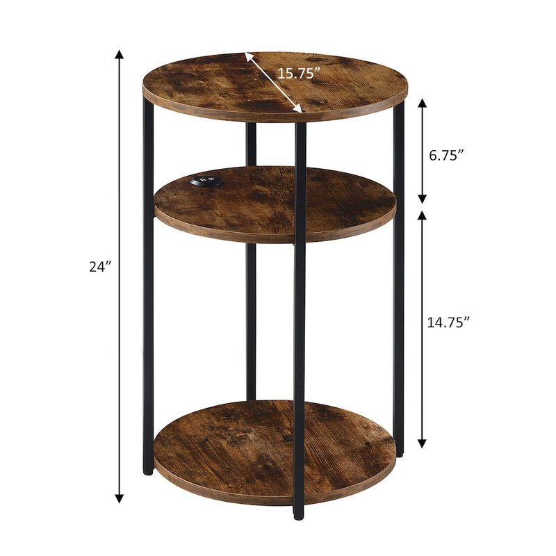 Designs2Go Simon 3 Tier End Table with USB Ports
