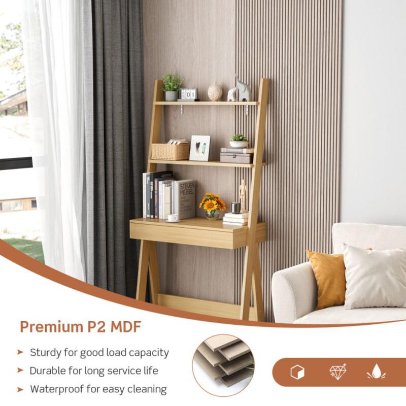 Hivvago Ladder Shelf Desk with Countertop Drawer and Anti-Toppling Device