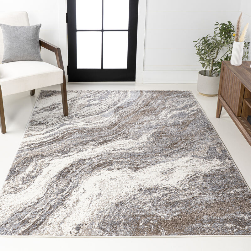 Kassia Contemporary Glam Abstract Marble Area Rug