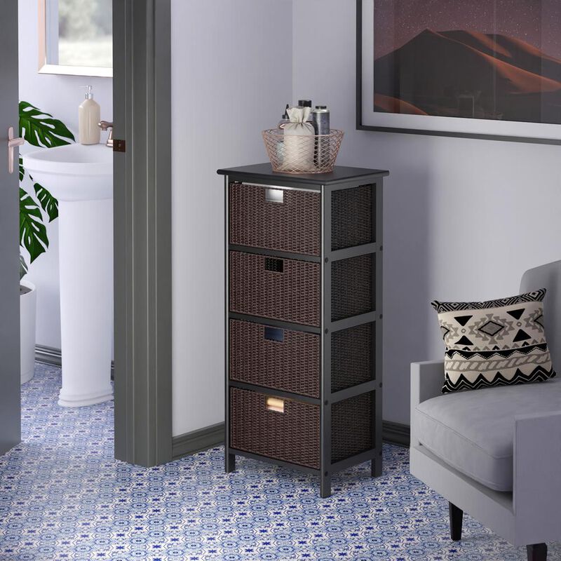 Winsome Wood Omaha Storage Rack with 4 Foldable Baskets image number 1