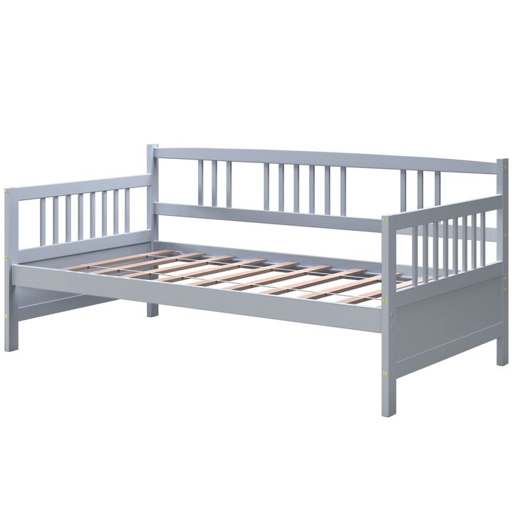 Pine Wood Daybed Frame with Storage Space and Durable Slat Support