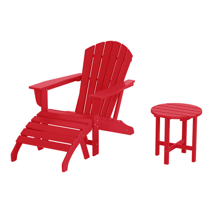 WestinTrends Outdoor Adirondack Chair With Ottoman And Side Table 3-Piece Set