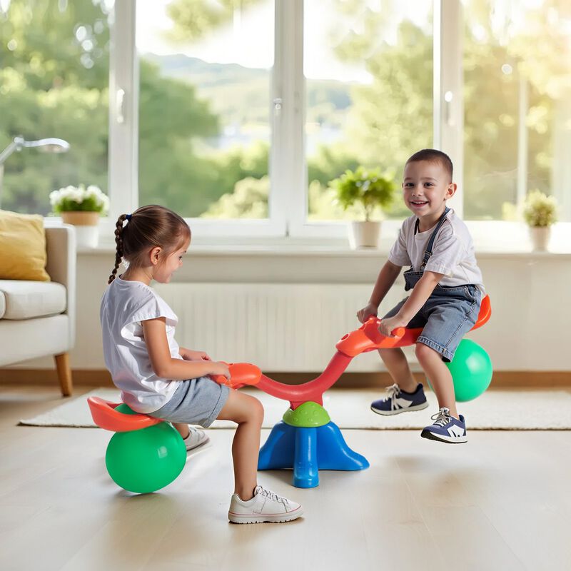Outdoor Kids Seesaw Sit & Spin, Swiveling Teeter Totter with Handles, Ages 3+ image number 1