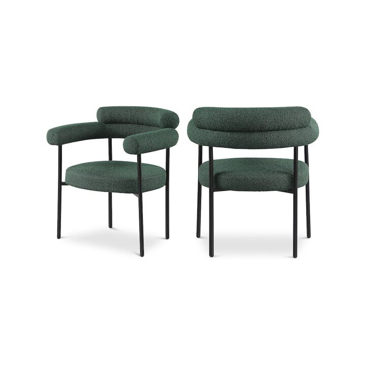 Meridian Furniture Blake Green Boucle Fabric Dining Chair, Set of 2