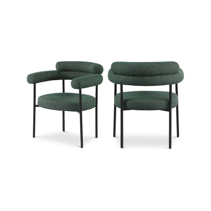 Meridian Furniture Blake Green Boucle Fabric Dining Chair, Set of 2