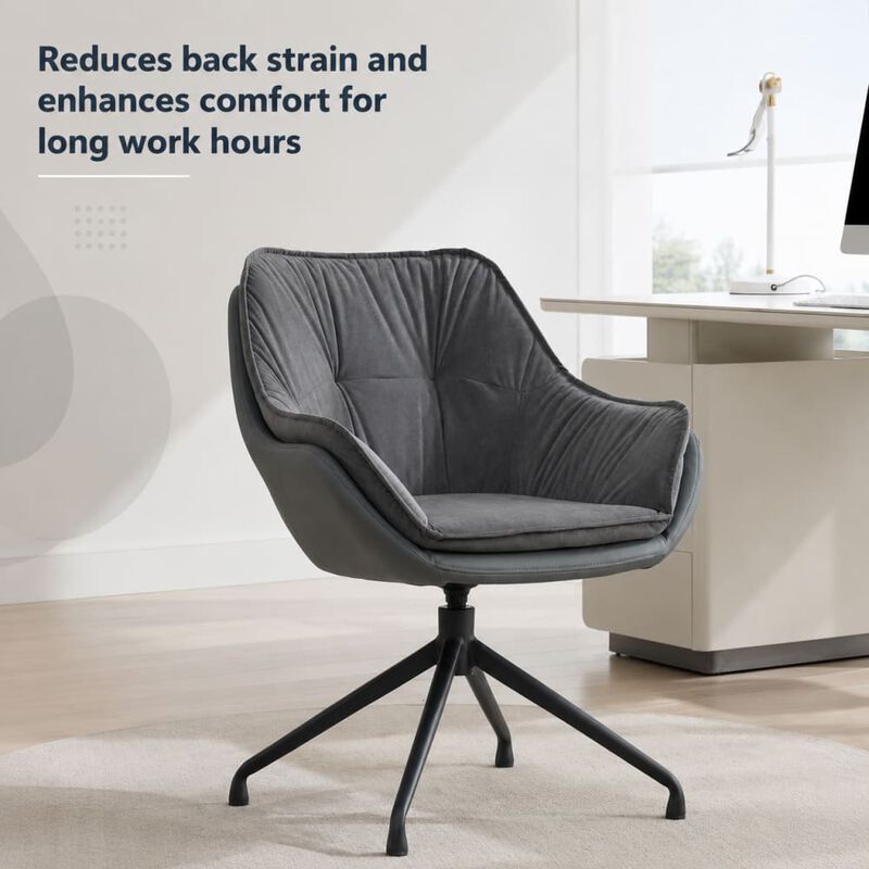 GOODSILO Ergonomic High Back Faux Leather Office Chair with Adjustable Height, 360&deg; Swivel and Soft Padding for All-Day Comfort image number 4