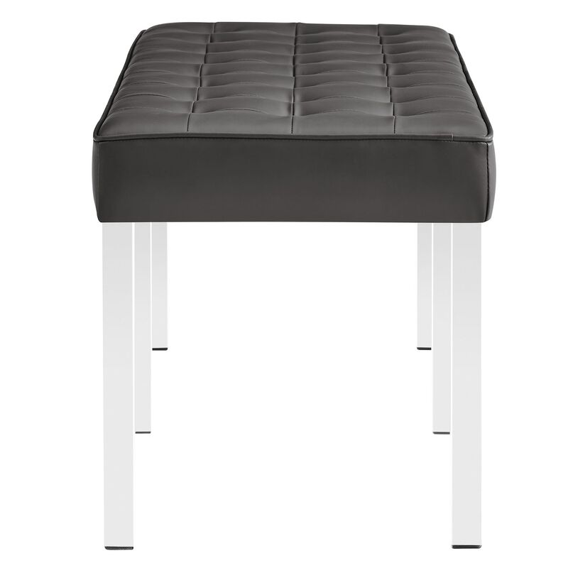Modway Loft Tufted Large Upholstered Faux Leather Bench in Silver Gray image number 2